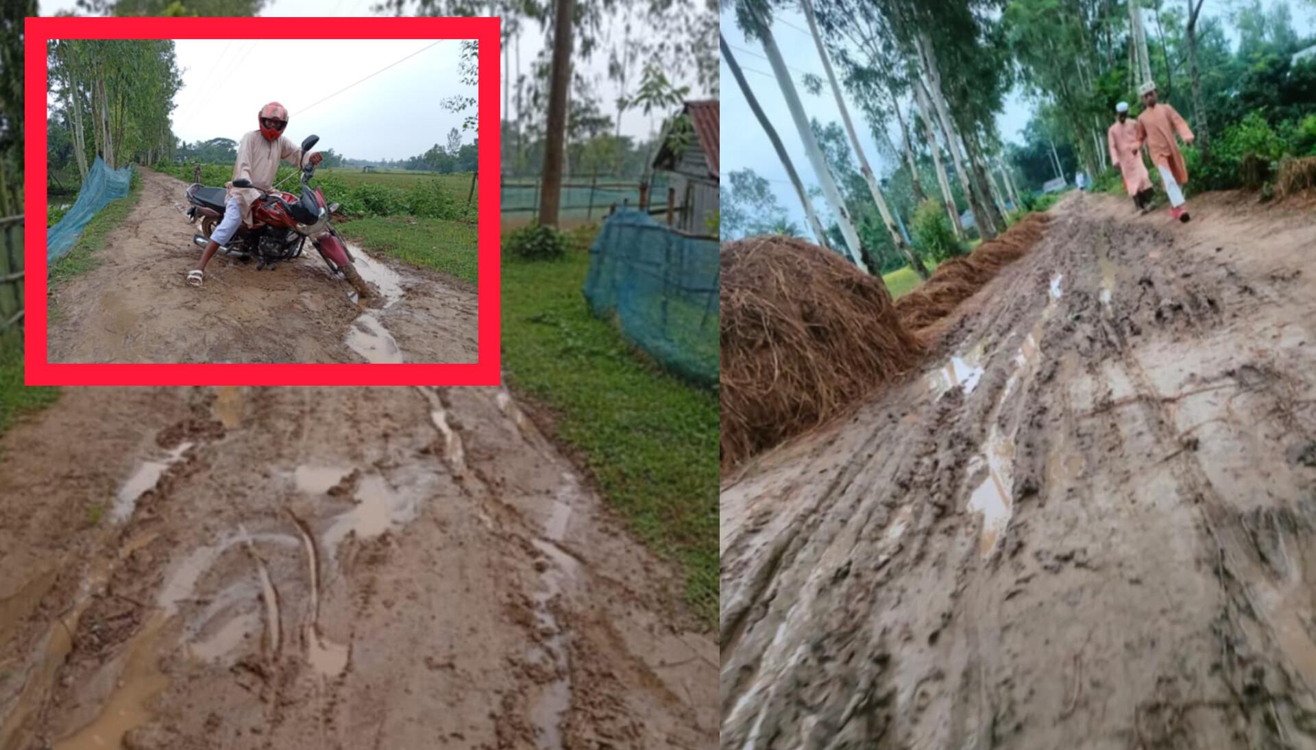 চলাচলের অনুপযোগী মাটির রাস্তা চরম দুর্ভোগে এলাকাবাসী